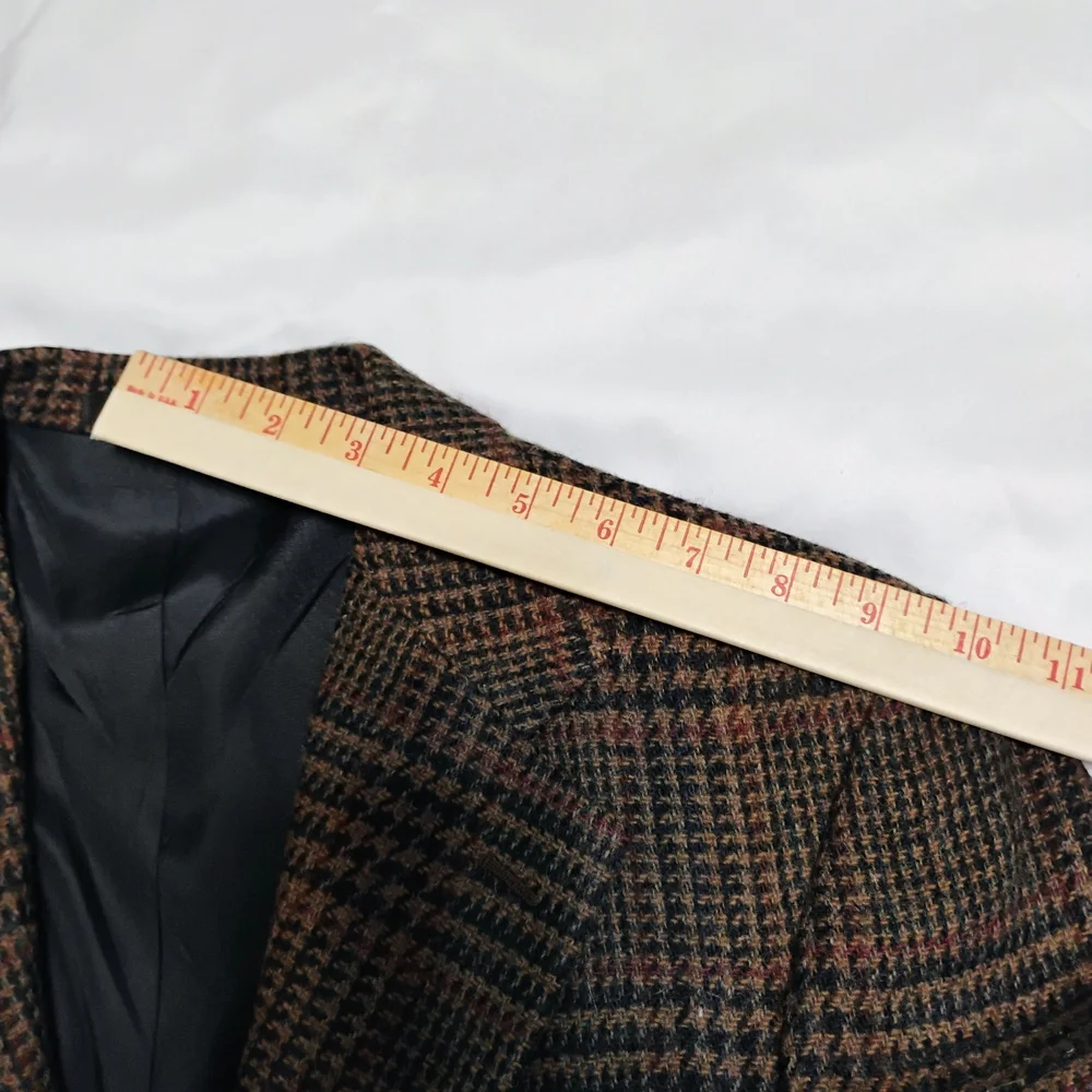 Men's Short Stature/Boys Husky John Weitz Vintage Brown Plaid Blazer - Picture 14 of 16
